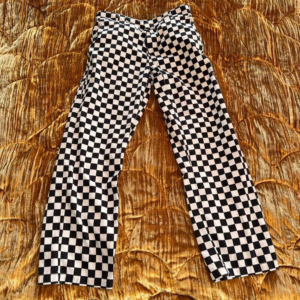 R13 Thirteen Japanese Denim Skater Slouch Checkered Trousers NWOT Size 29 black